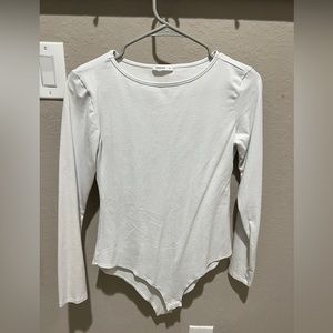 White womens long sleeve bodysuit